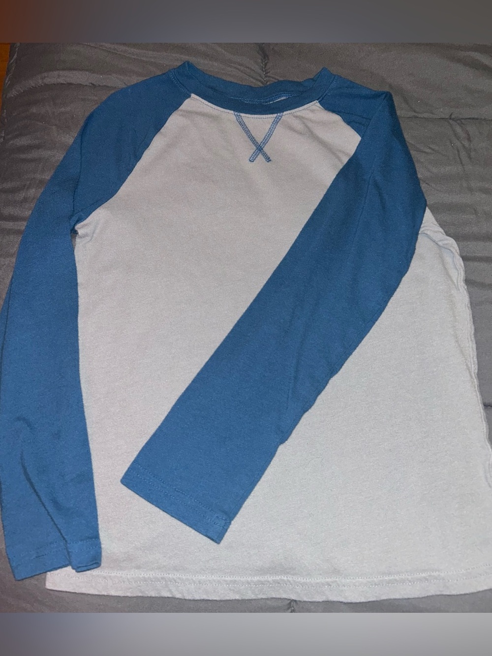 jumping beans Blue and White Raglan Long-Sleeve Tee